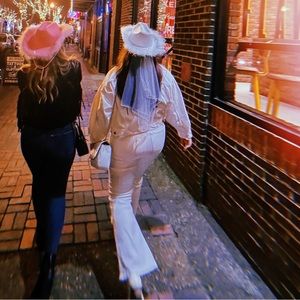 High Waisted White American Eagle Flare Jeans